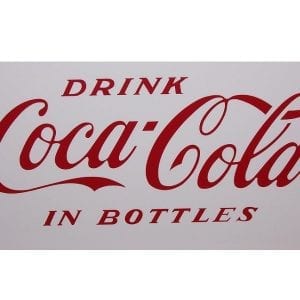 "Drink Coca-Cola In Bottles" Red Vinyl Decal for Vendo Vertical 6-Case & V-110